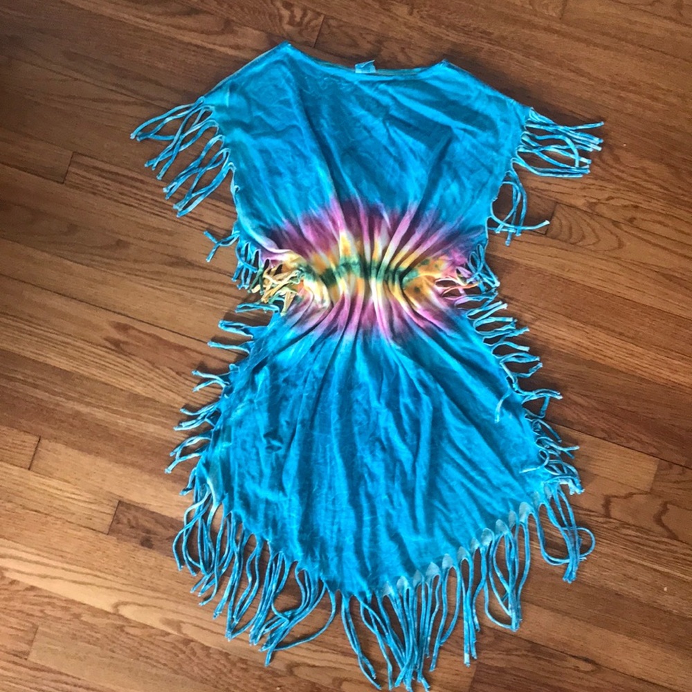 Tie dye fringe dress one size fits all